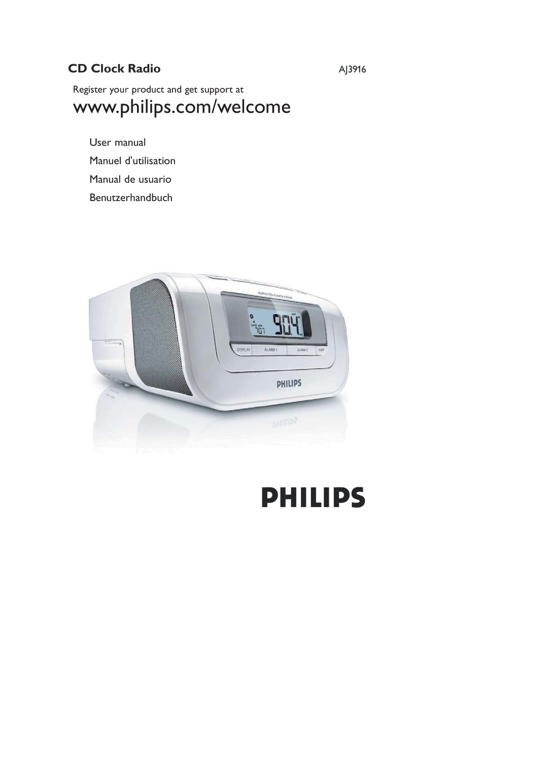 Philips AJ3916CD user manual CD Clock Radio 