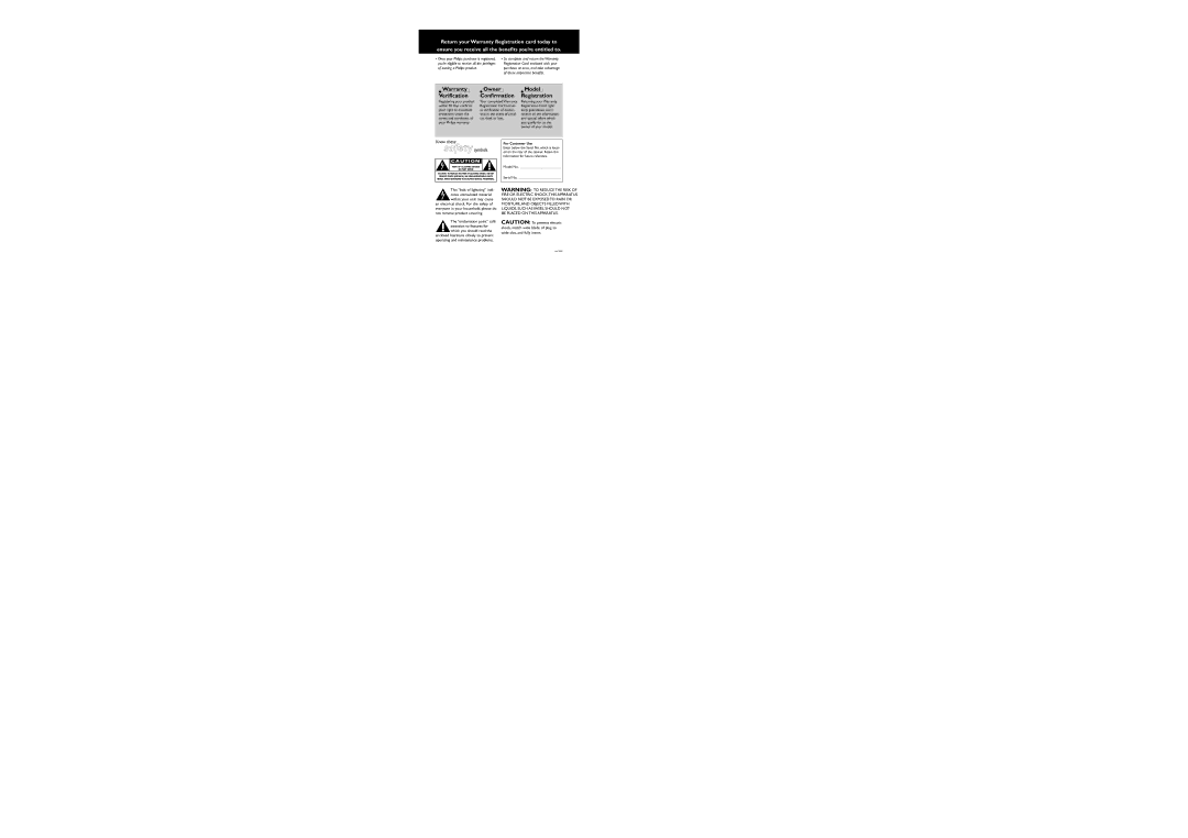 Philips AJ3959, AJ3957, AJ3958 warranty Ssaaffeettyy symbols 