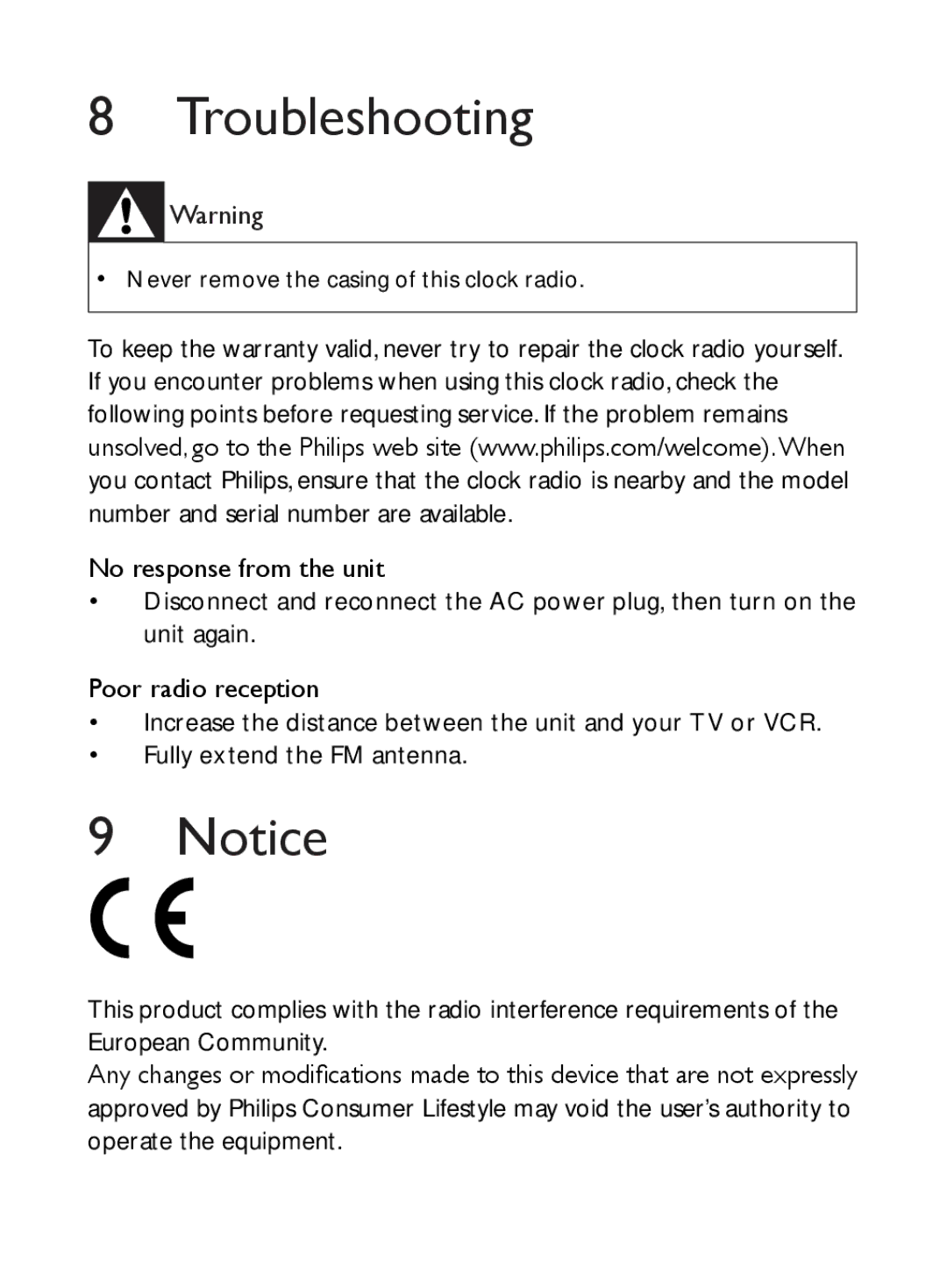 Philips AJ5000 user manual Troubleshooting 