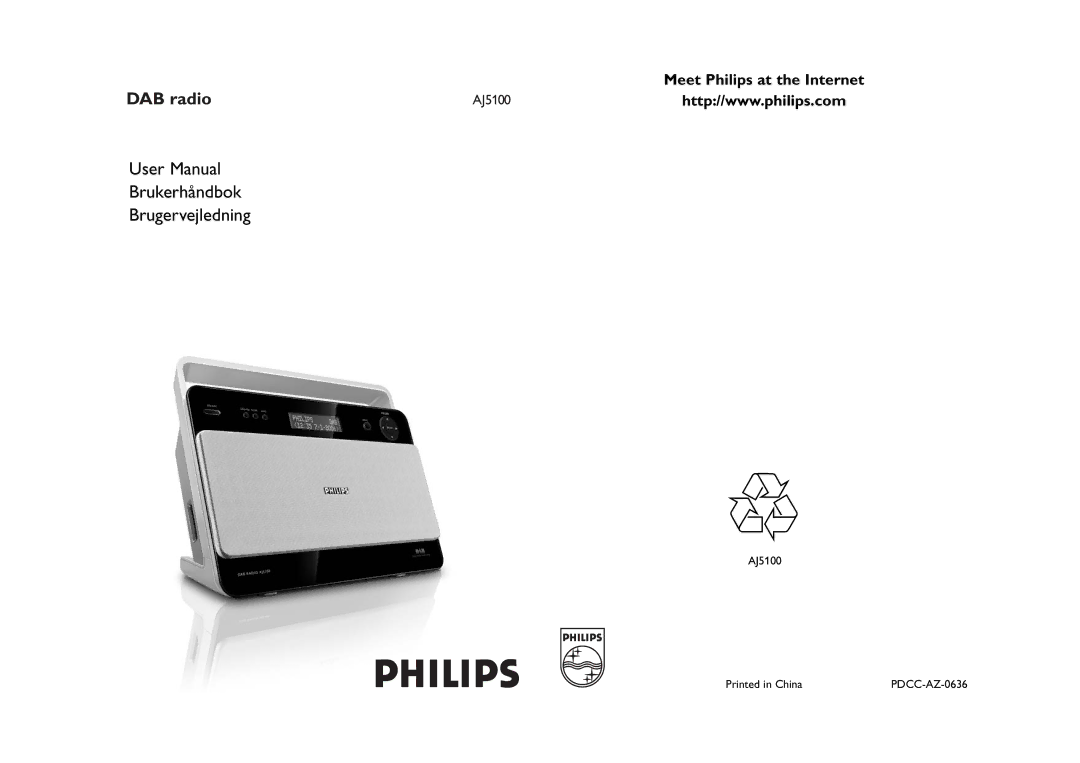Philips AJ5100DAB user manual Brukerhåndbok Brugervejledning 