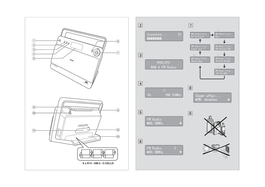 Philips AJ5100DAB user manual 188.92MHz FM Radio 88.10MHz 
