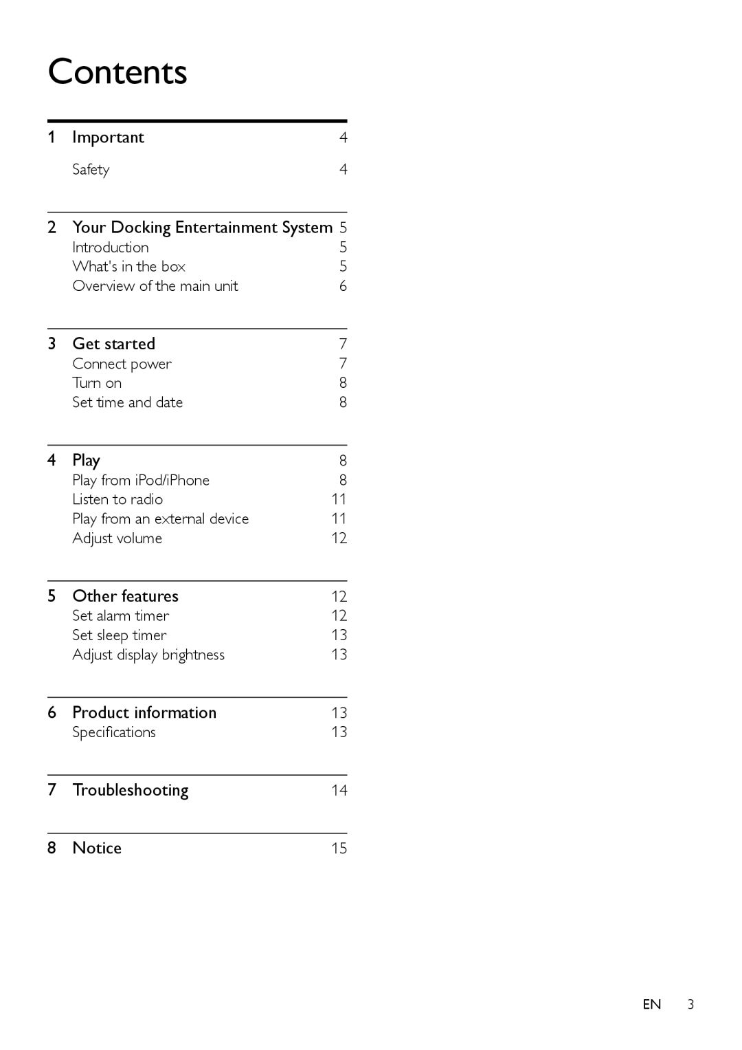 Philips AJ5300D user manual Contents 