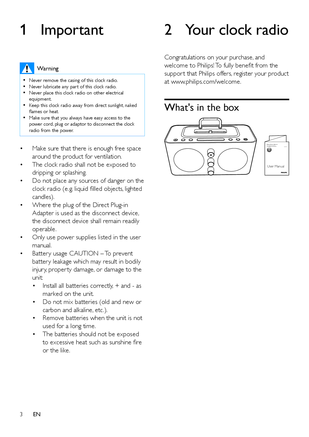 Philips AJ6200DB user manual Your clock radio, Whats in the box 