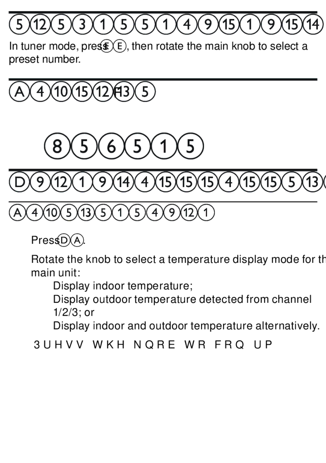 Philips AJ7010 Other features, Select a preset radio station, Adjust volume F, Display indoor/outdoor temperature 