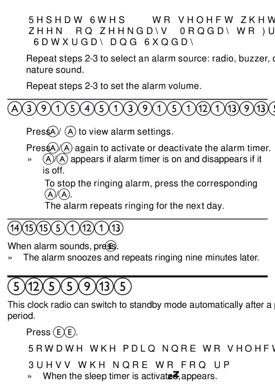 Philips AJ7010 user manual Activate/deactivate alarm timer, Press AL1/AL2 to view alarm settings 