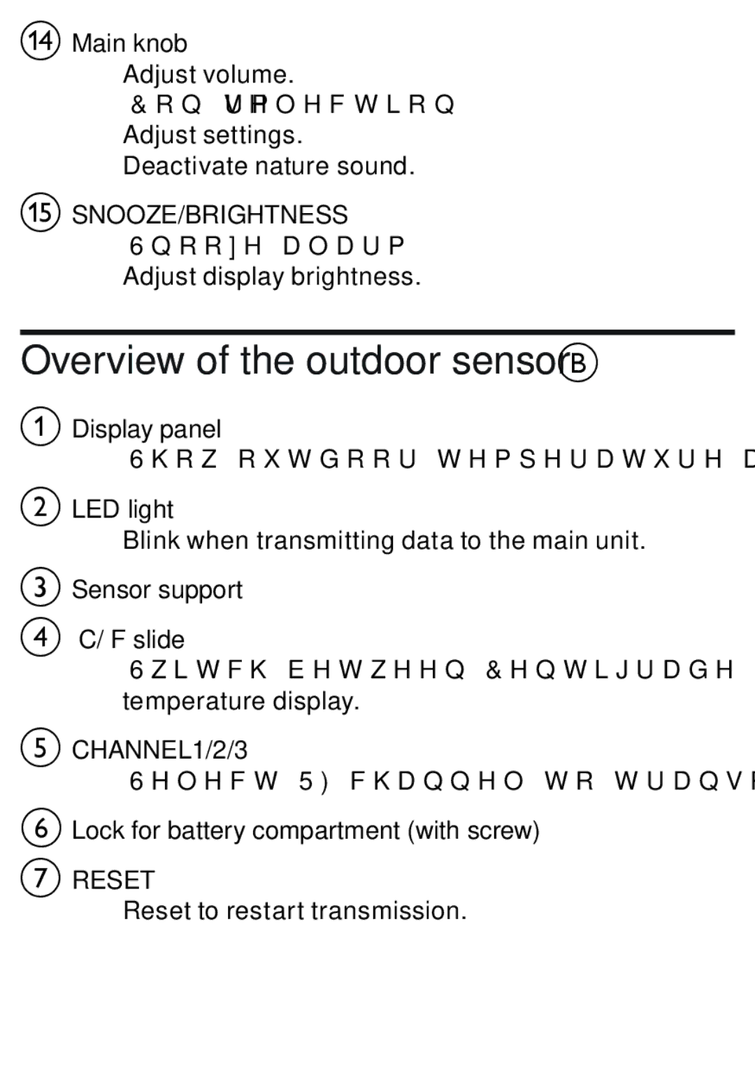 Philips AJ7010 user manual Overview of the outdoor sensor B 