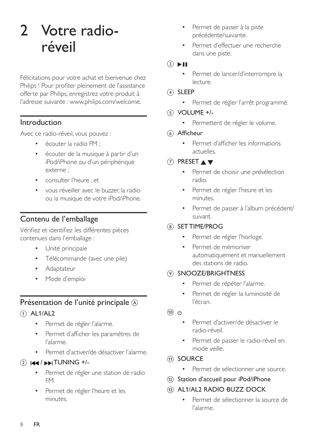 Philips AJ7041D manual Introduction, Contenu de l’emballage, Présentation de l’unité principale a 