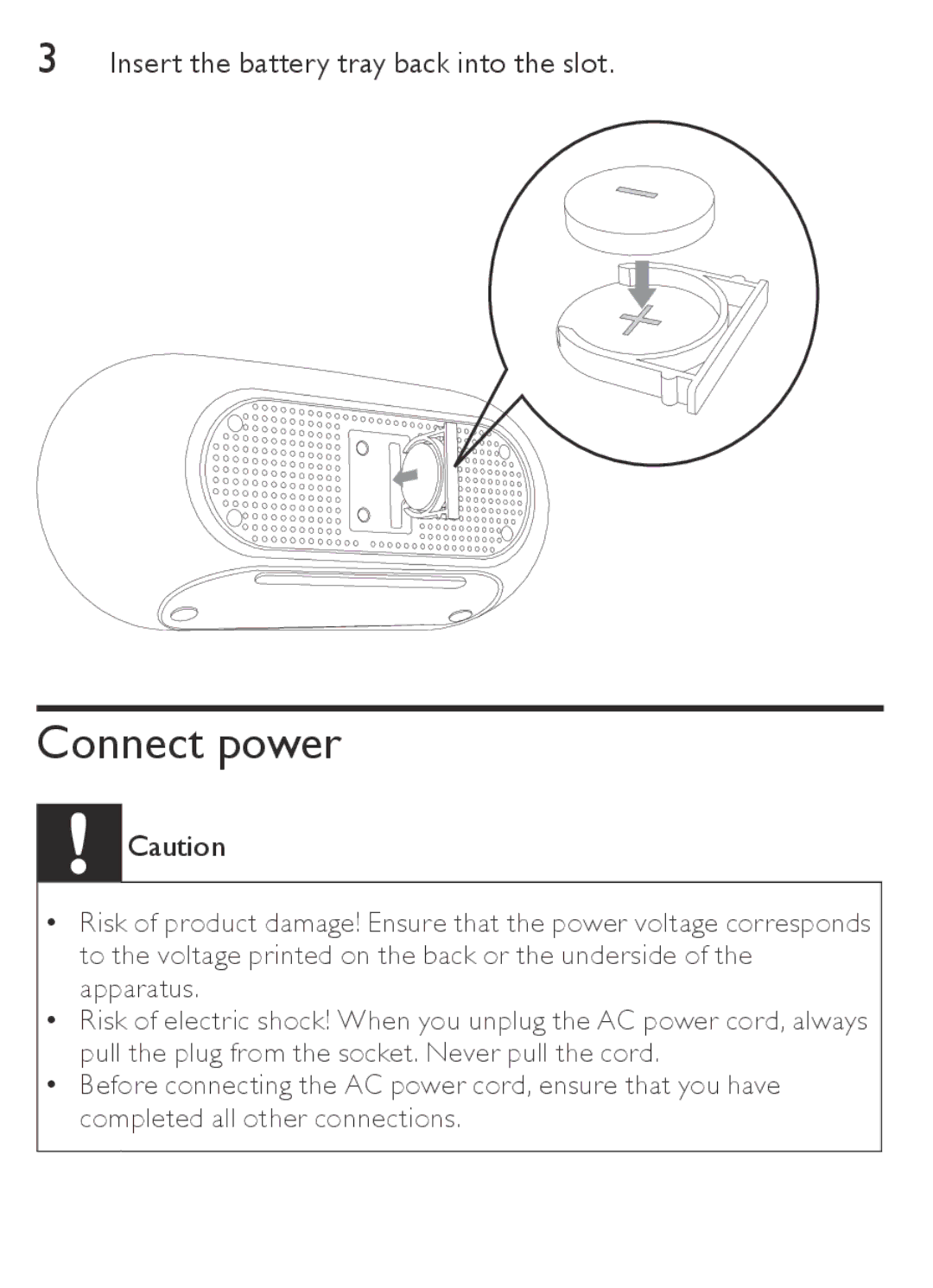 Philips AJB1002/05 user manual Connect power 