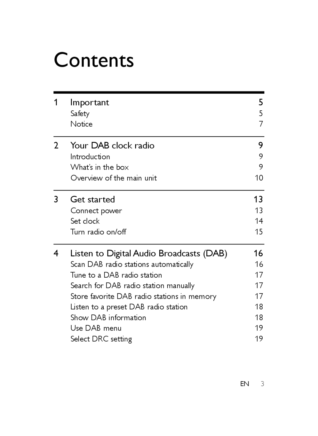 Philips AJB3552/05 user manual Contents 