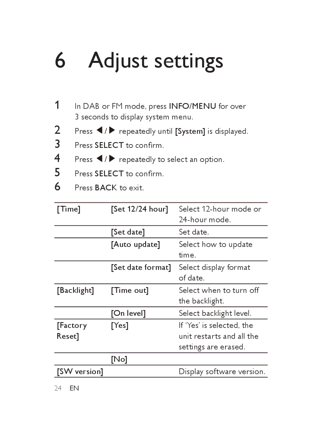 Philips AJB3552/05 user manual Adjust settings 