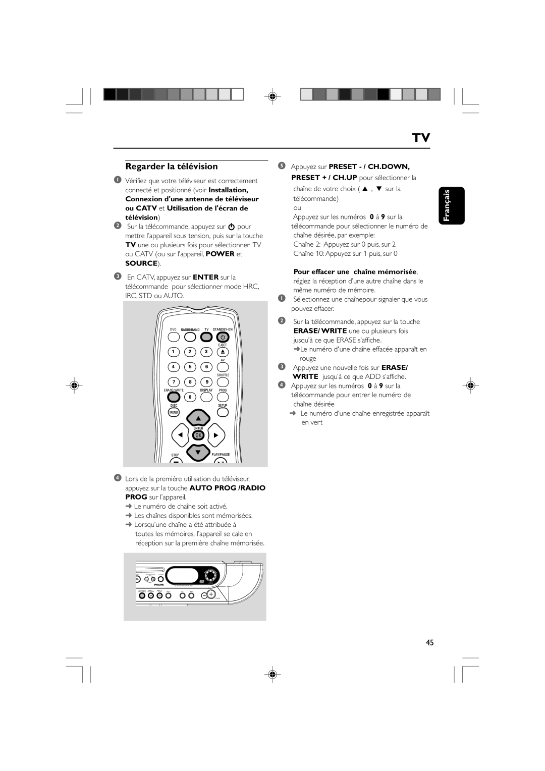 Philips AJL 700 quick start Regarder la télévision, Télévision, Pour effacer une chaîne mémorisée 