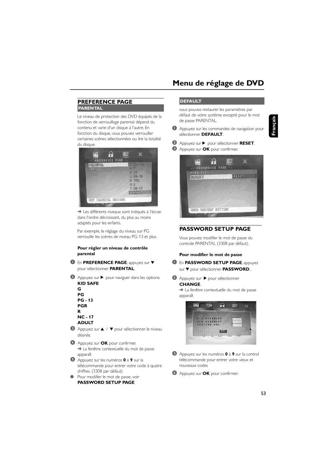 Philips AJL 700 quick start KID Safe G, PGR R Adult, Password Setup, Change 