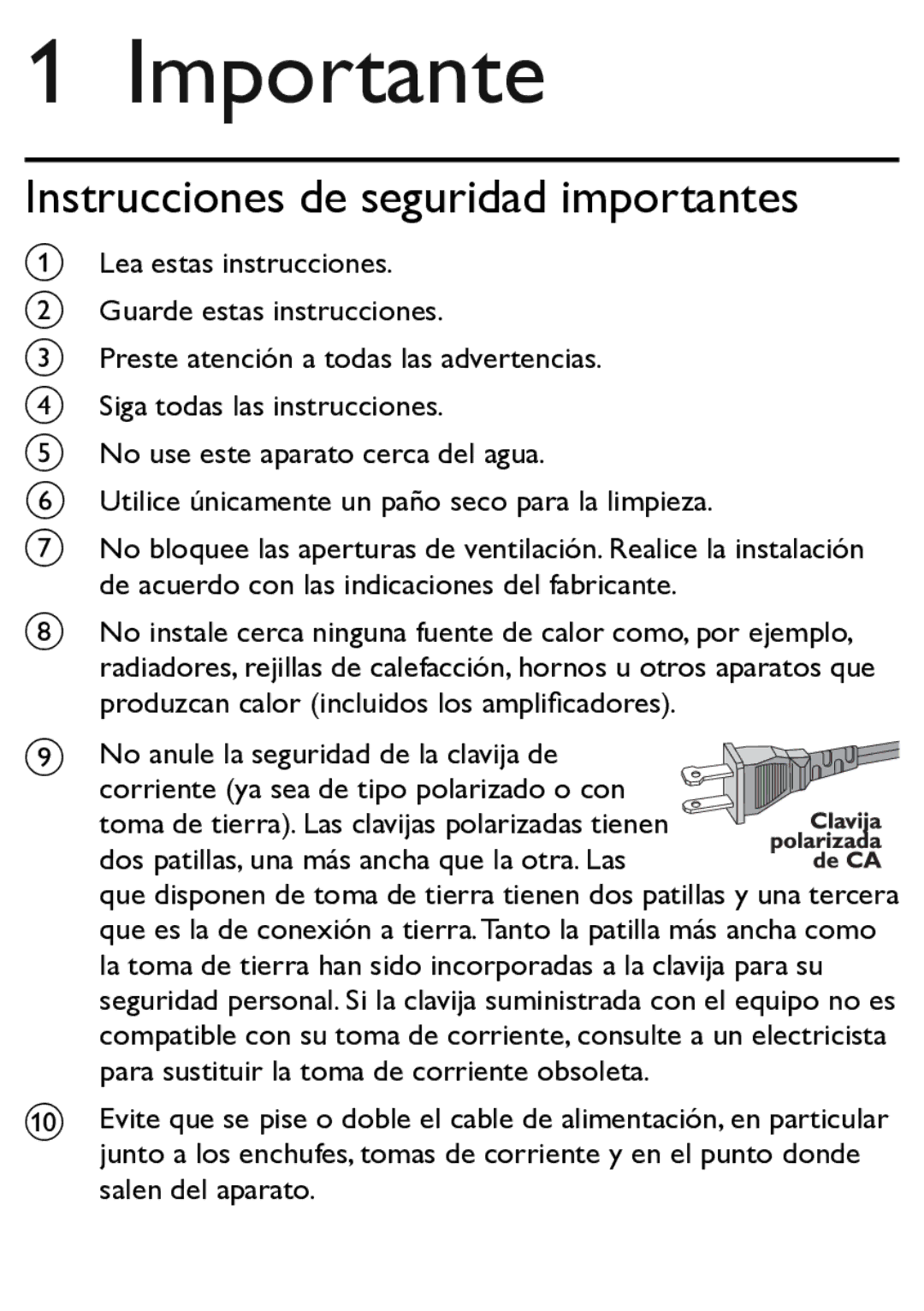 Philips AJL303 quick start Importante, Instrucciones de seguridad importantes 