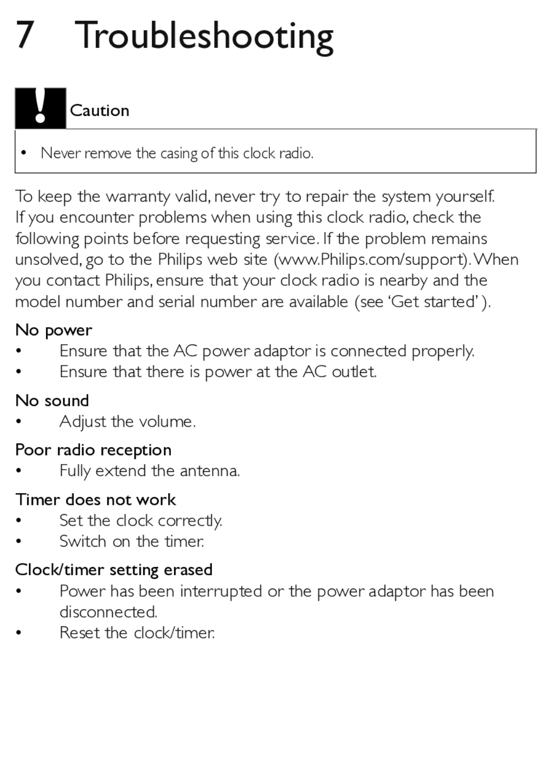 Philips AJL303/12 user manual Troubleshooting 