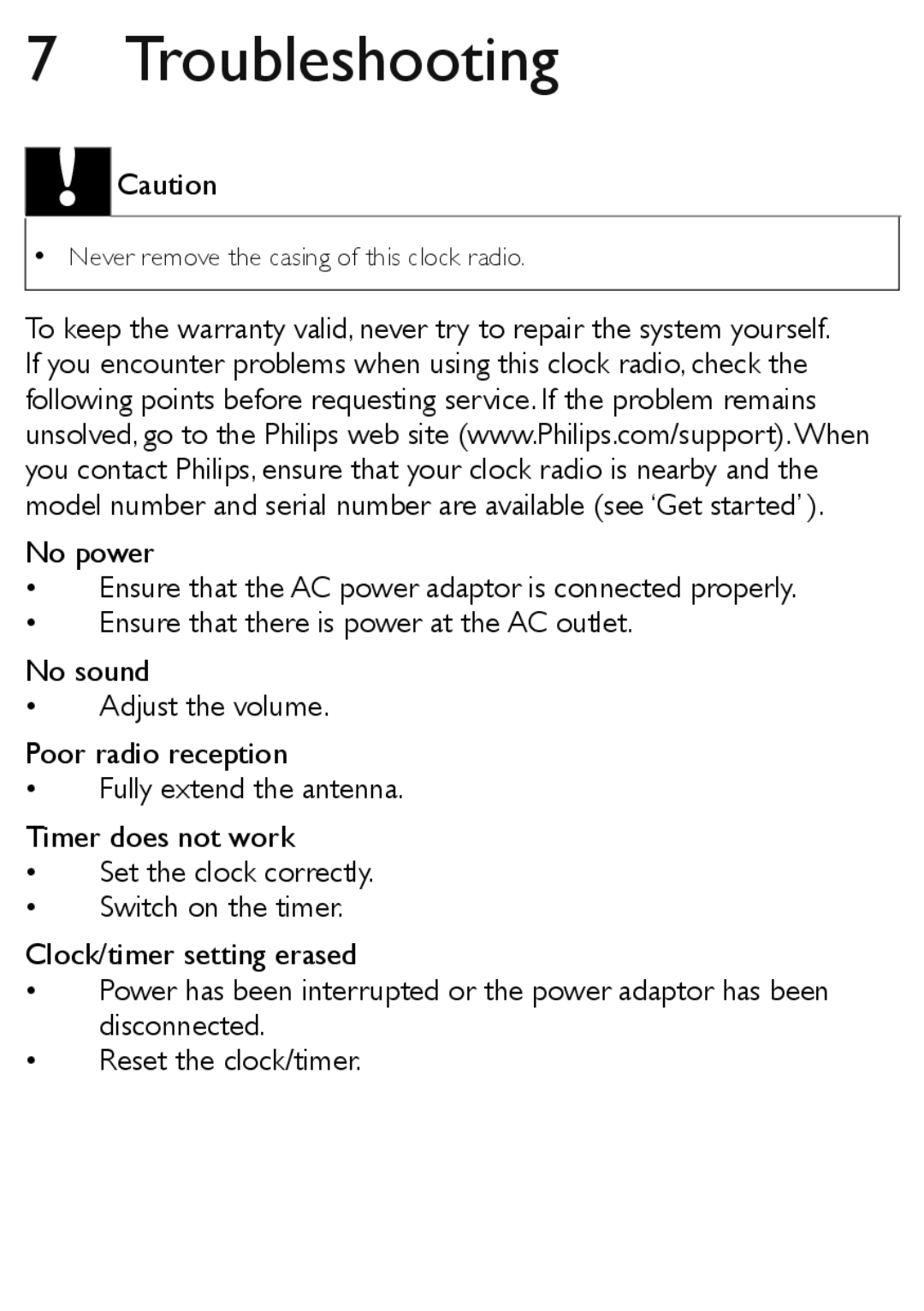 Philips AJL303/37 quick start Troubleshooting 