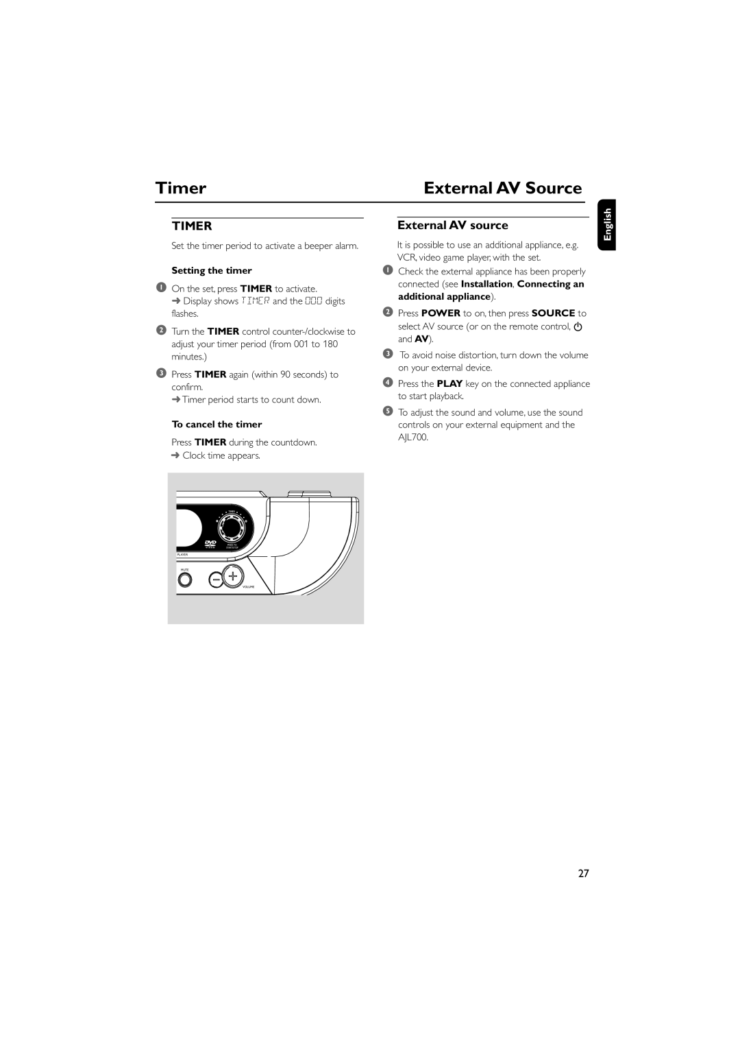 Philips AJL700 quick start Timer, Setting the timer, To cancel the timer 