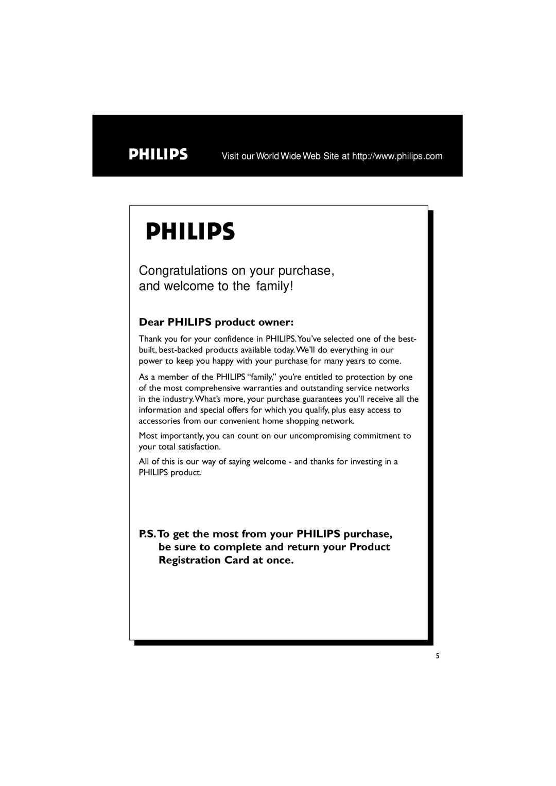 Philips AJL700 quick start Congratulations on your purchase, and welcome to the family 