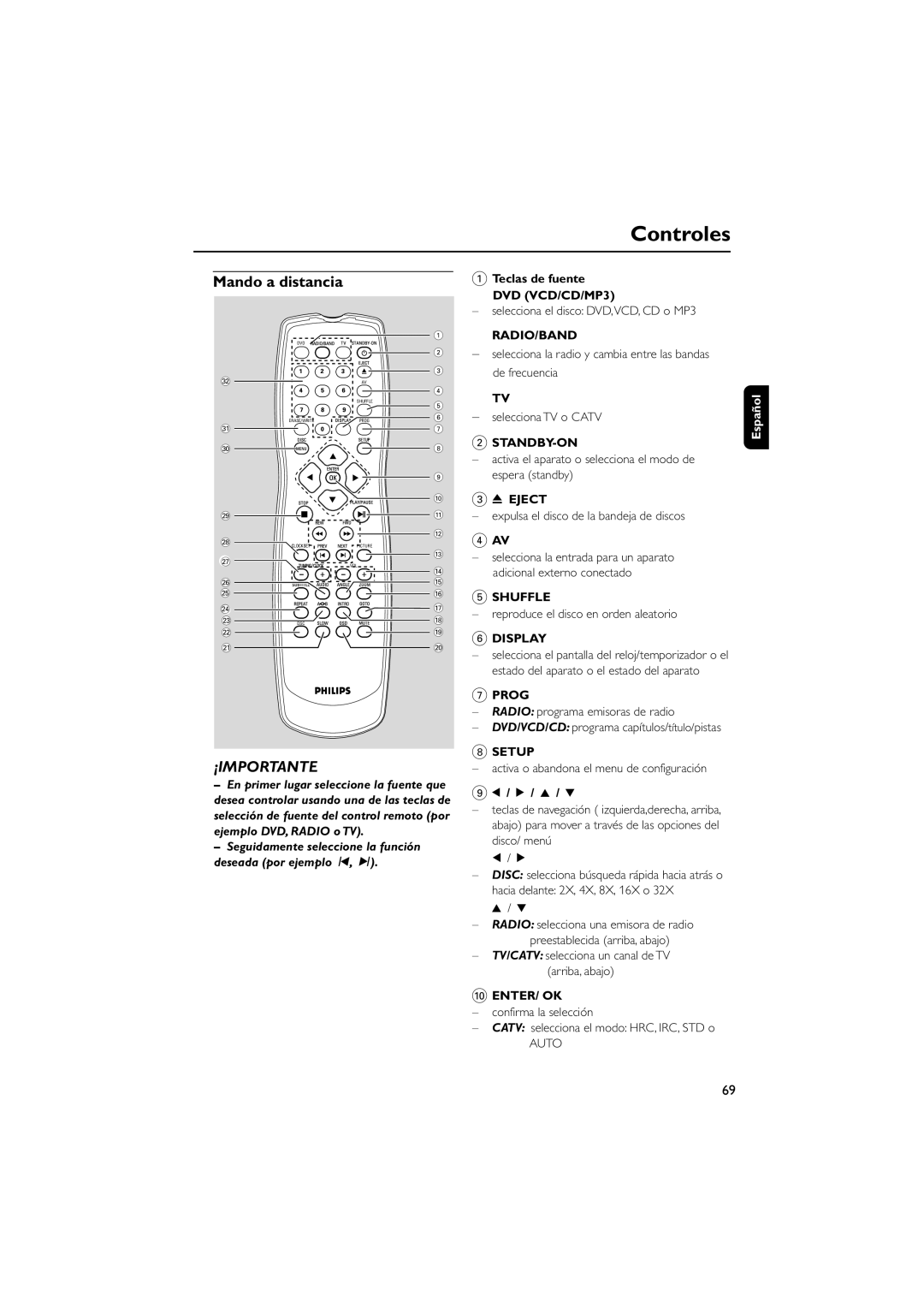 Philips AJL70037 7 quick start Mando a distancia 