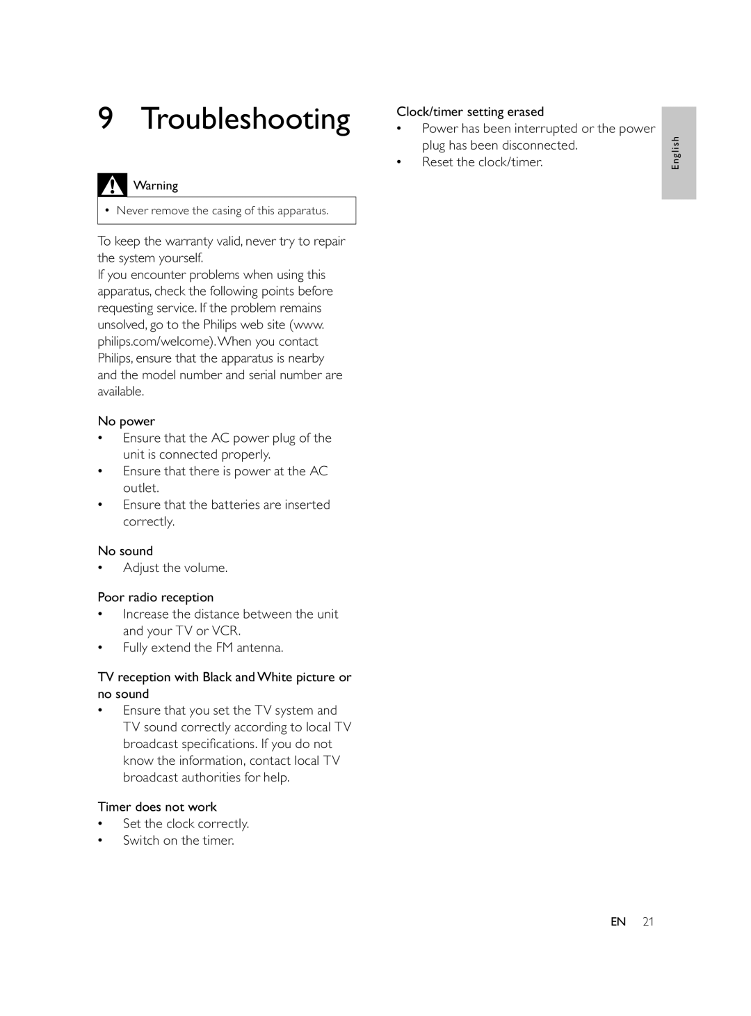 Philips AJL750/37 user manual Troubleshooting 