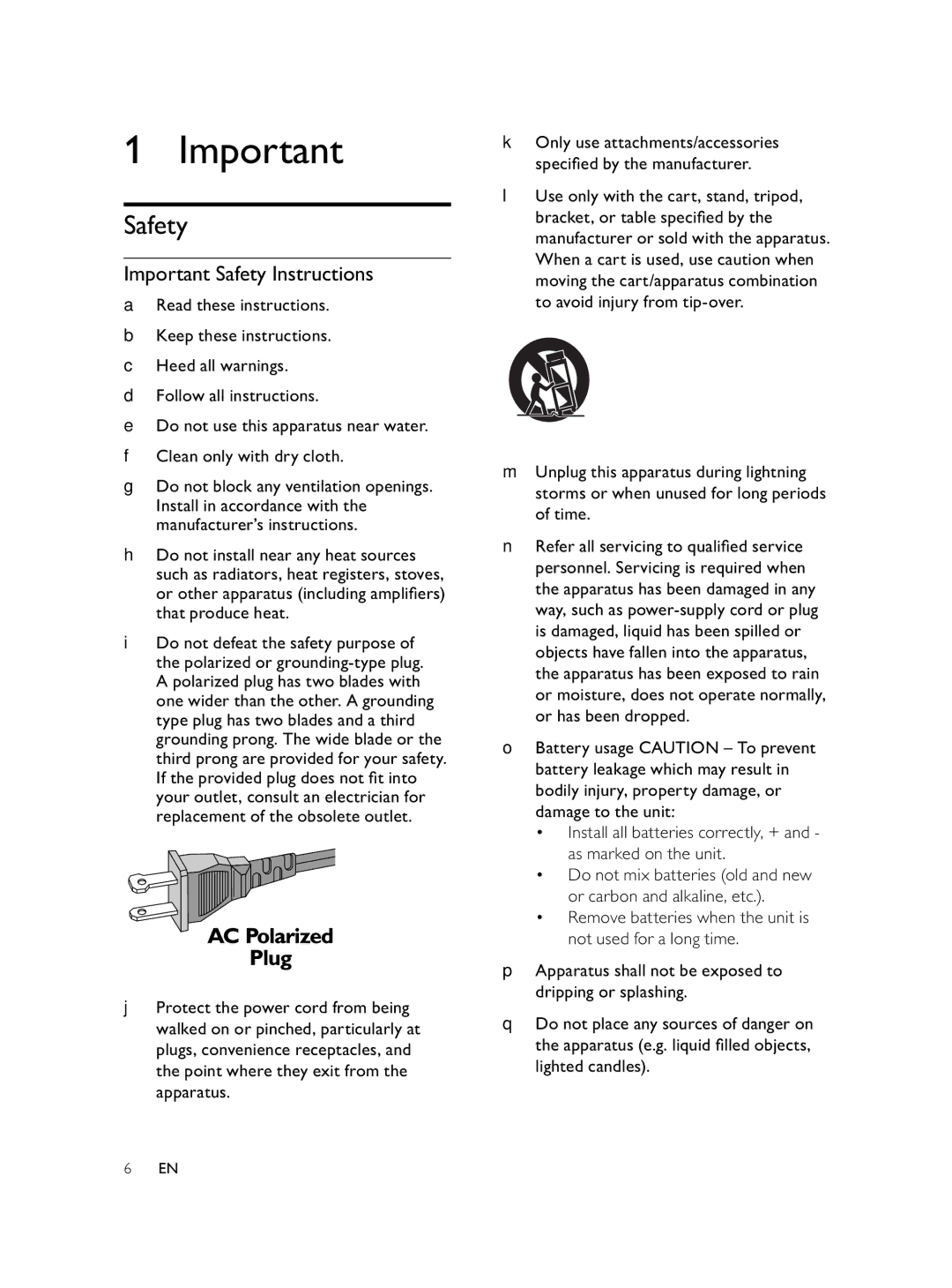 Philips AJL750/37 user manual Important Safety Instructions 