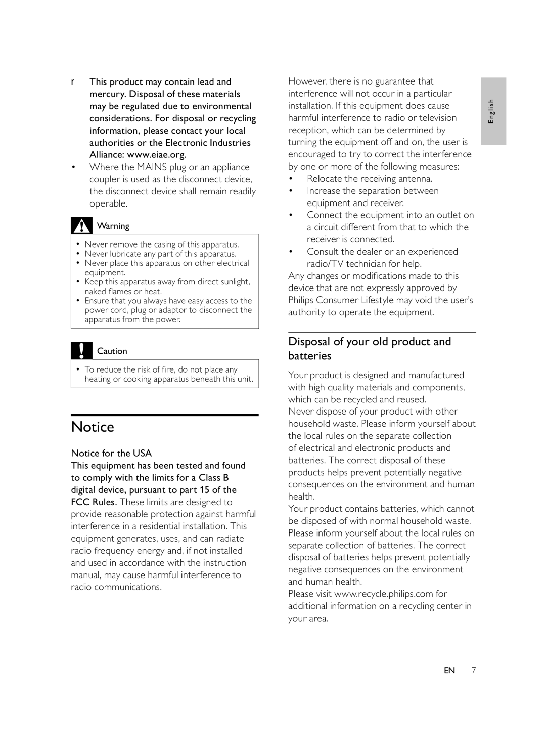 Philips AJL750/37 user manual Disposal of your old product and batteries 