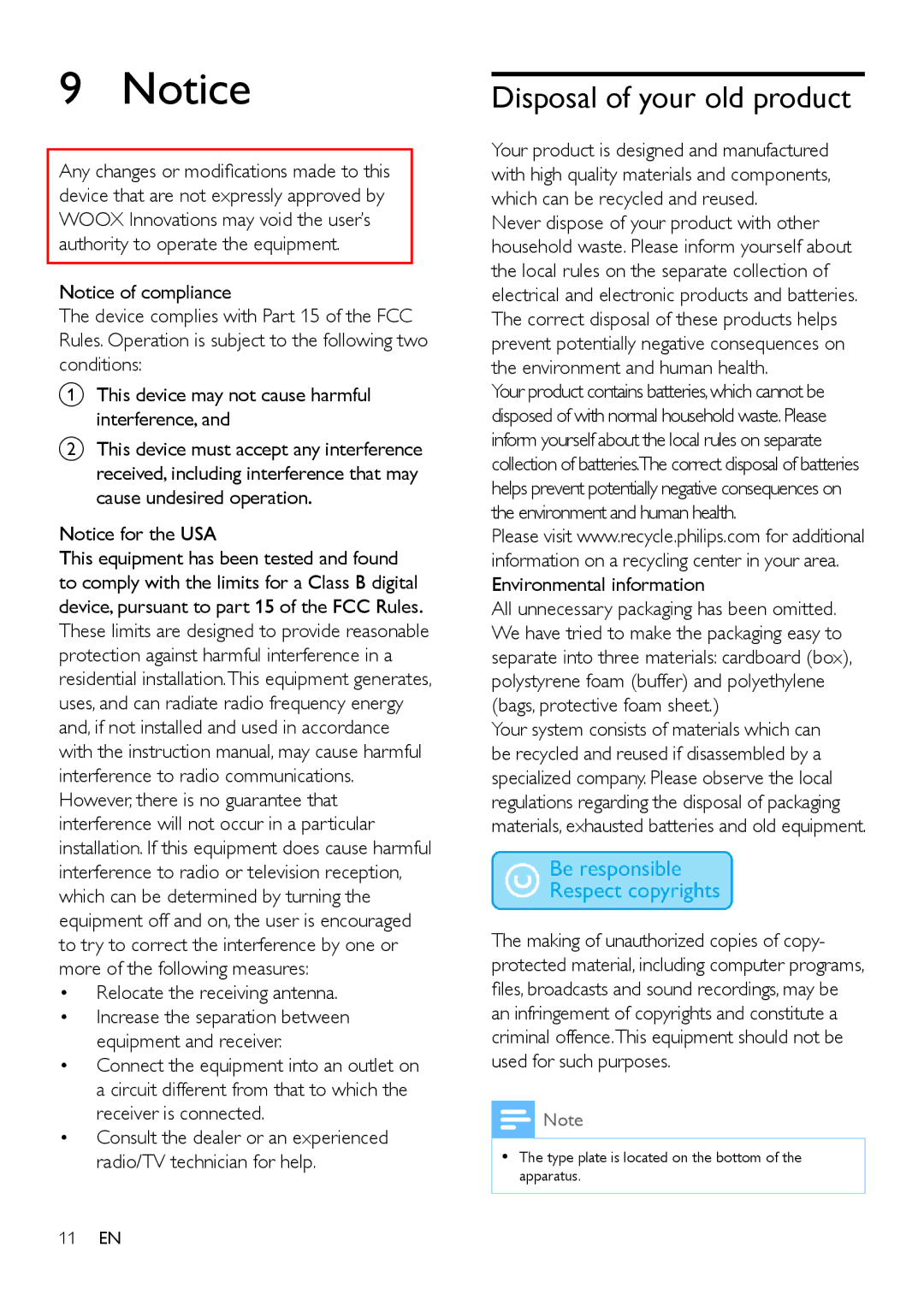 Philips AJT600/37 user manual Disposal of your old product, 11 EN 