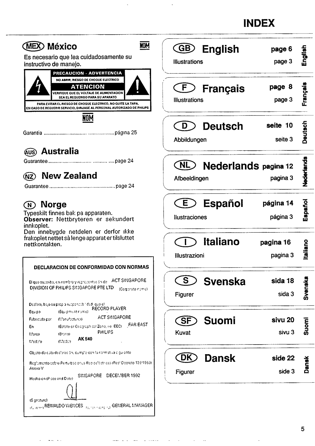 Philips AK 540 manual 