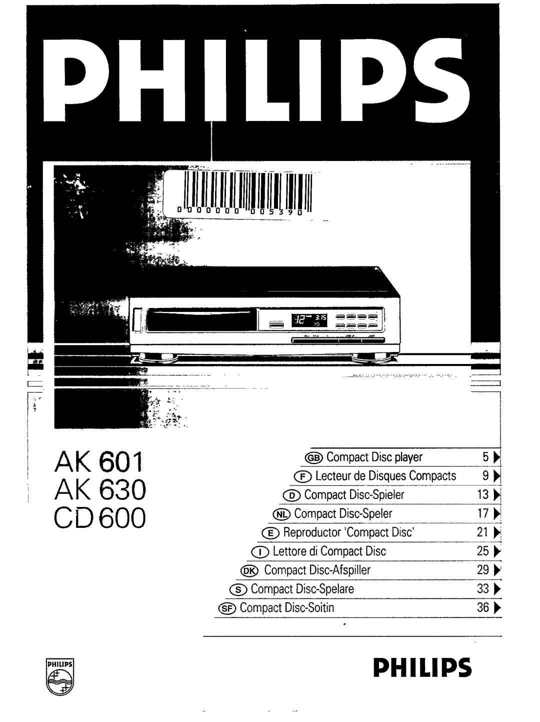 Philips AK 600 manual 