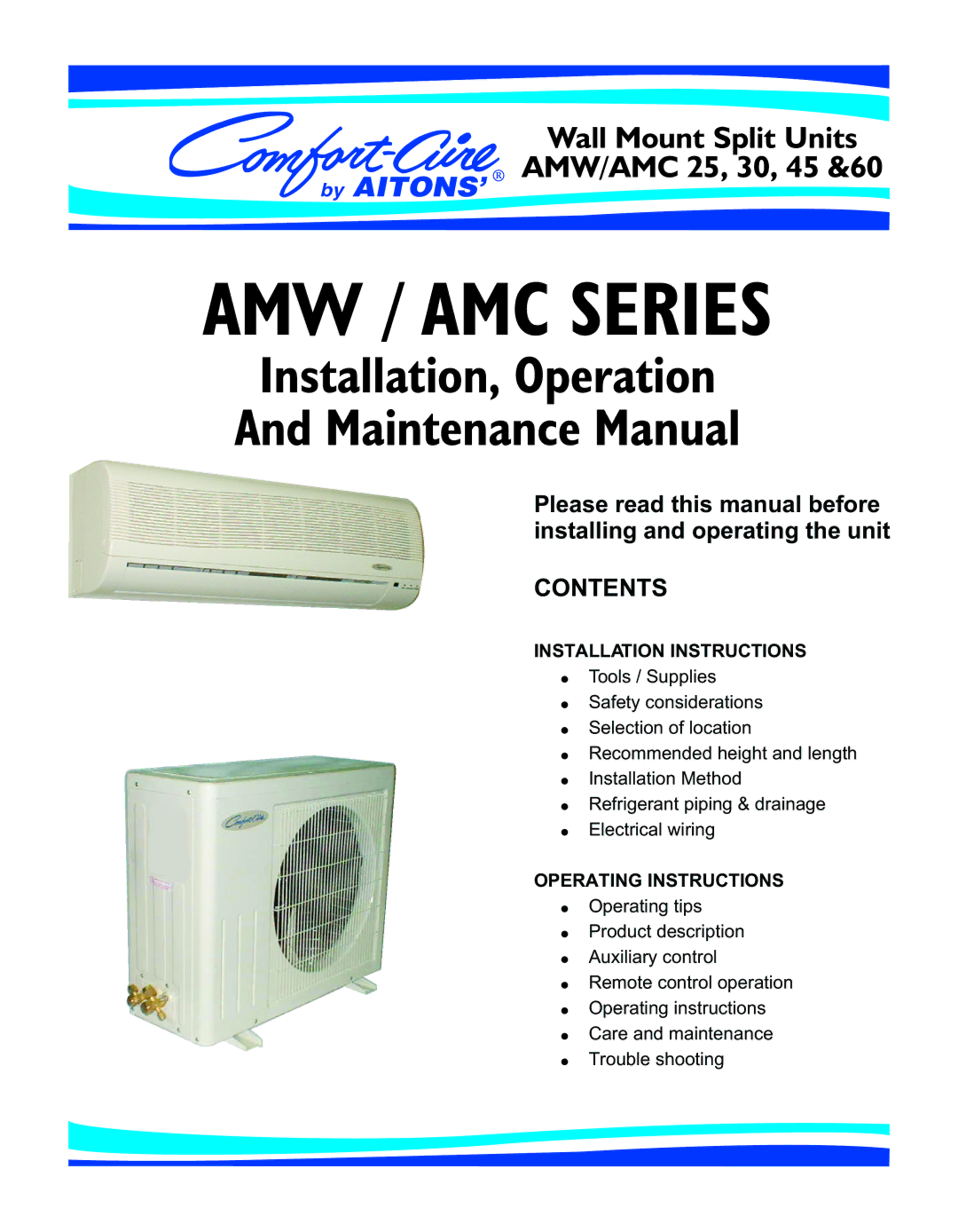 Philips AMC 60, AMC 45, AMC 30, AMC 25 installation instructions AMW / AMC Series 