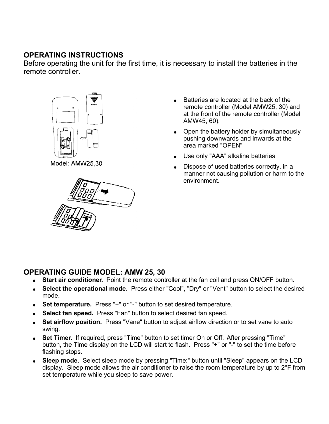 Philips AMC 25, AMC 60, AMC 45, AMC Series, AMC 30 Operating Instructions, Operating Guide Model AMW 25 