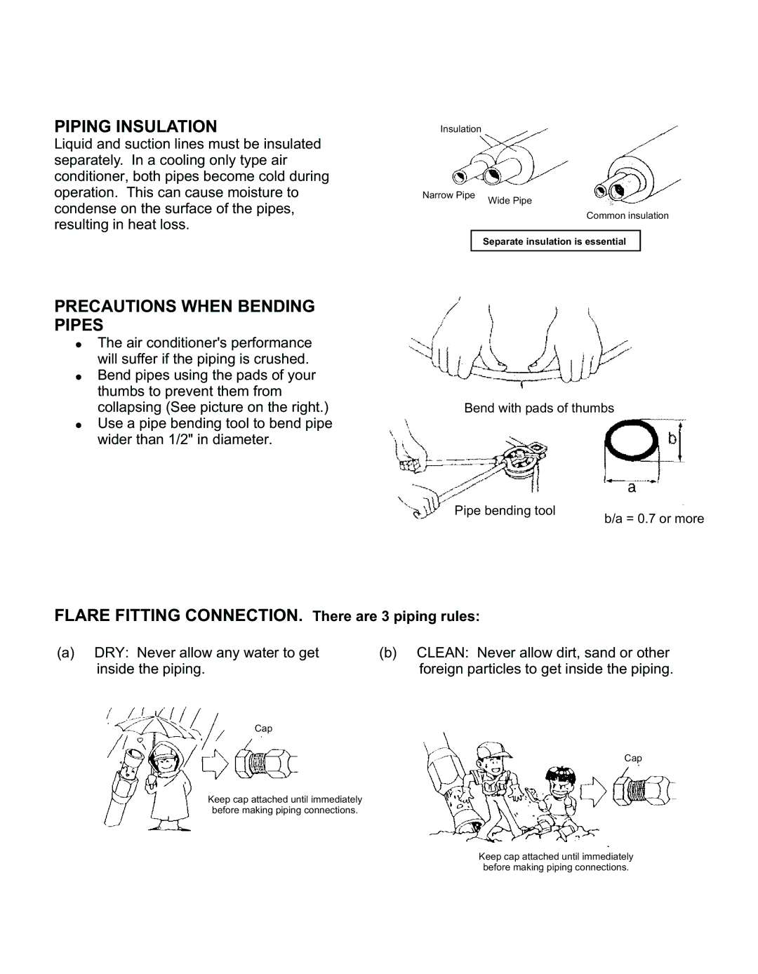 Philips AMC 45, AMW Piping Insulation, Precautions When Bending Pipes, Flare Fitting CONNECTION. There are 3 piping rules 