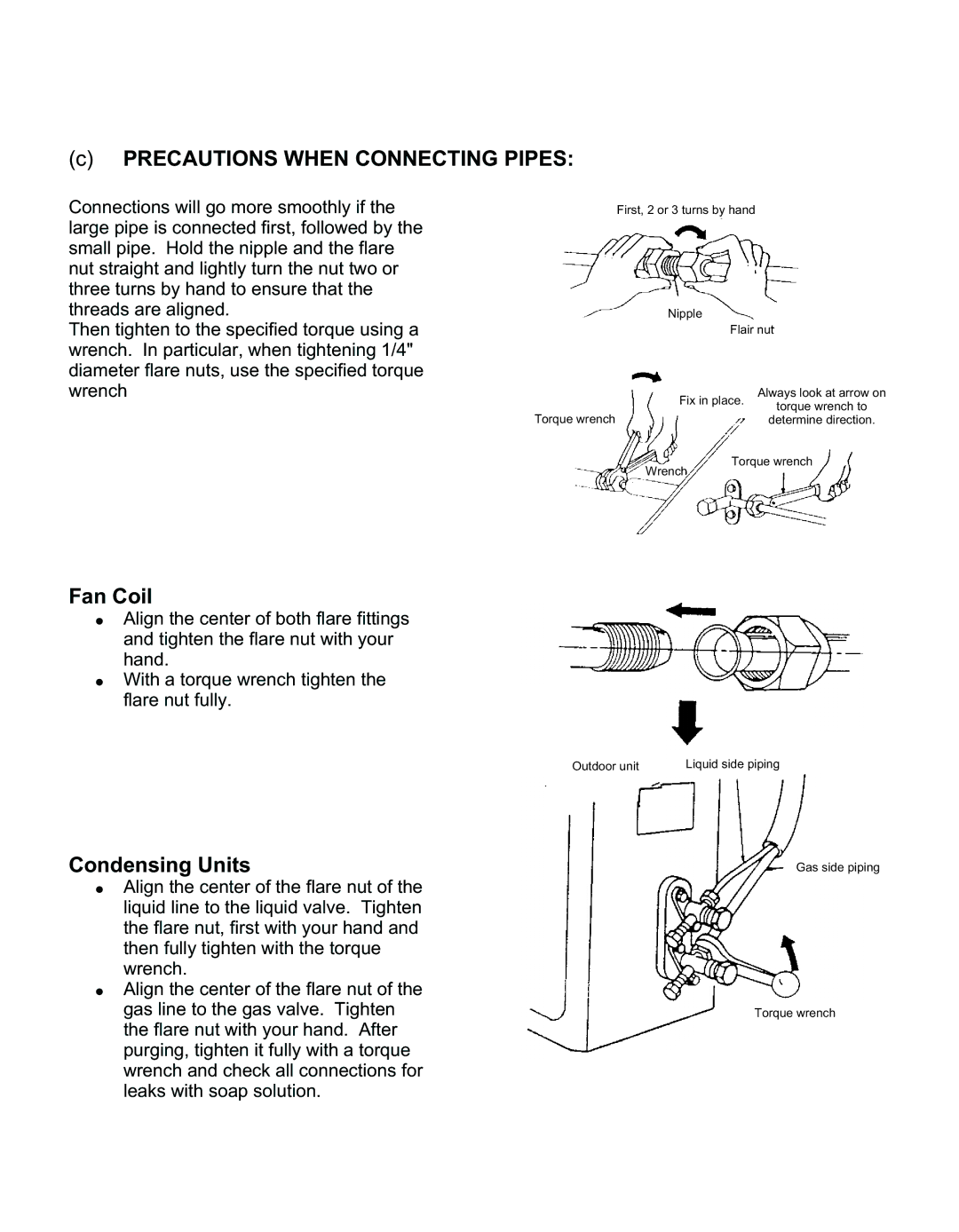 Philips AMC Series, AMW, AMC 60, AMC 45, AMC 30, AMC 25 Precautions When Connecting Pipes, Fan Coil, Condensing Units 