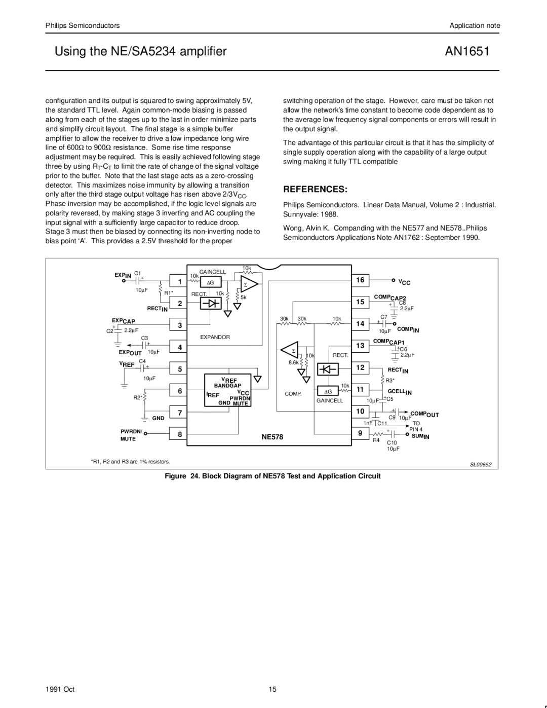 Philips AN1651 manual References, NE578 