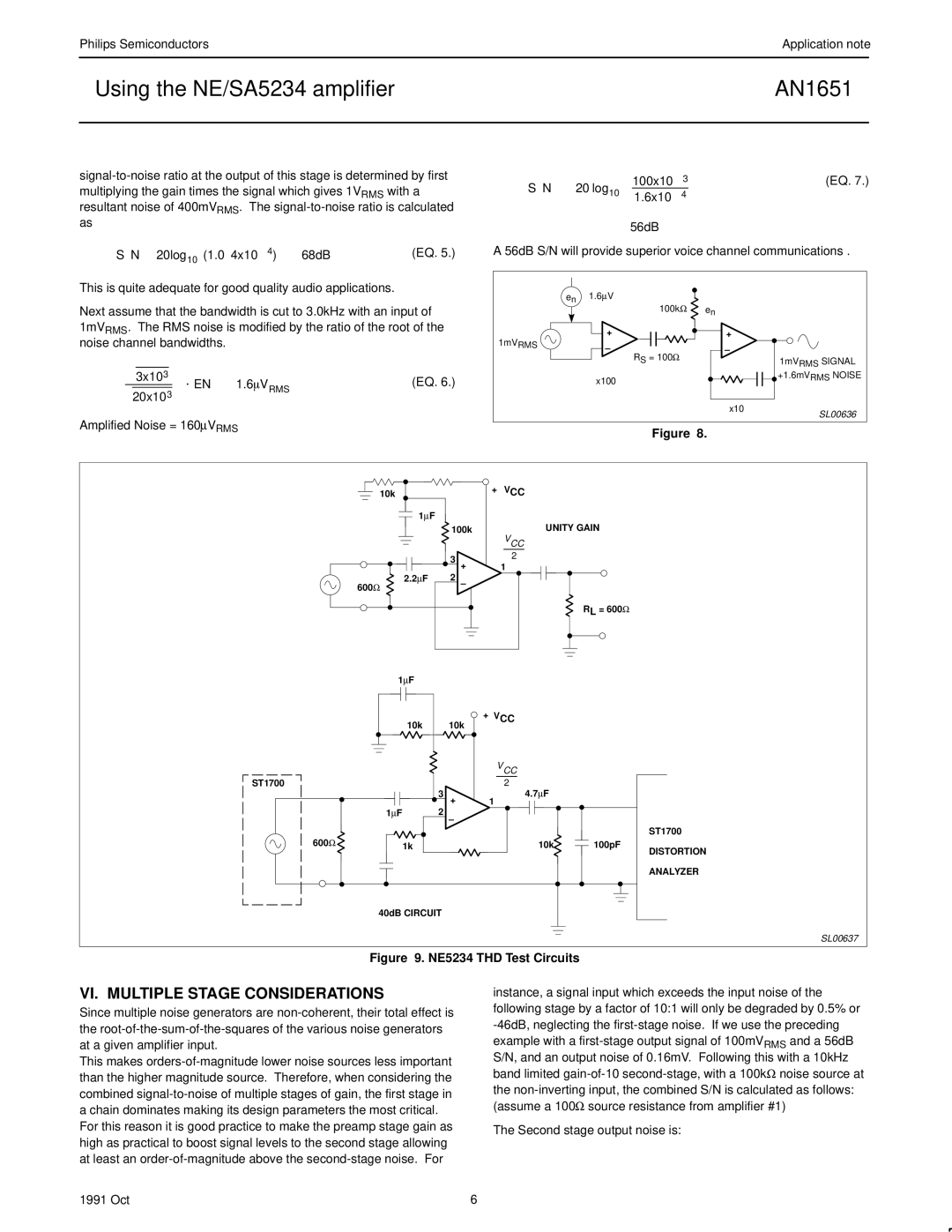 Philips AN1651 manual VI. Multiple Stage Considerations, Amplified Noise = 160μVRMS 