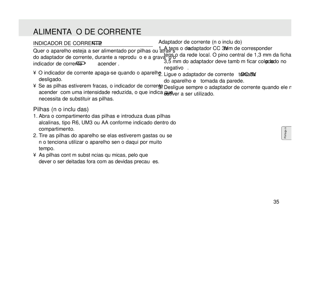 Philips AQ6345 Alimentação DE Corrente, Pilhas não incluídas, Indicador DE Corrente, Adaptador de corrente não incluído 