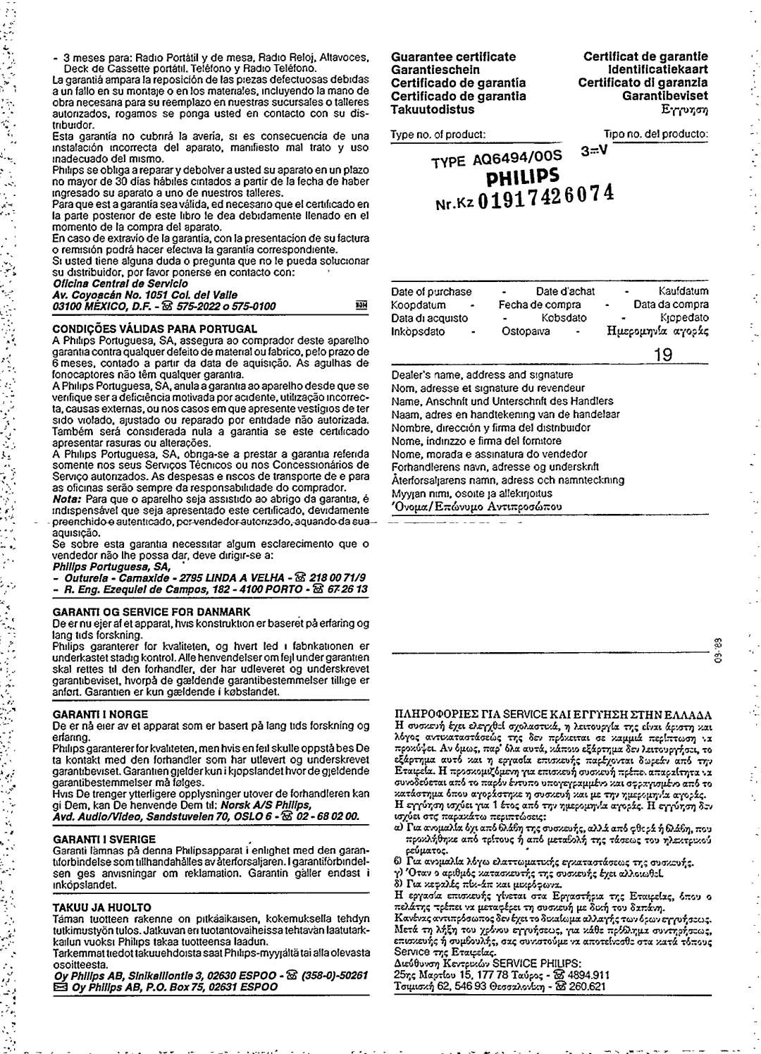 Philips AQ6494 manual 