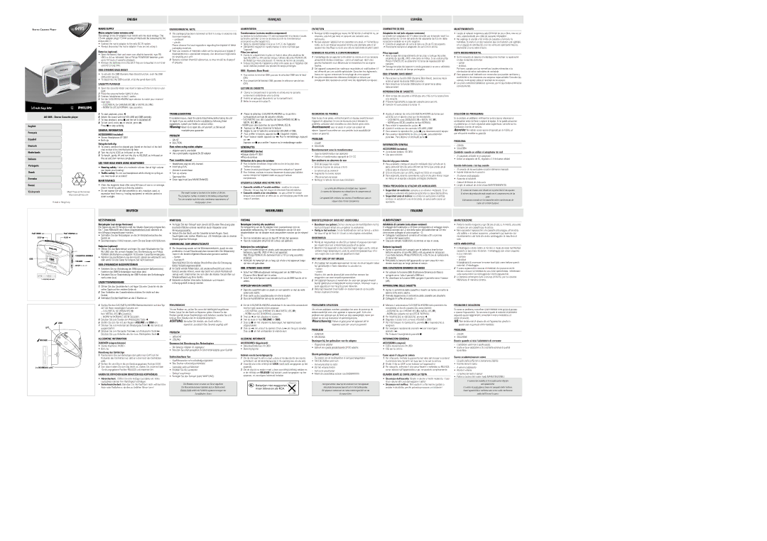 Philips AQ6495/00C manual Español, Maintenance, Environmental Note, Troubleshooting, Entretien, Recherche DE Pannes, Dbb 