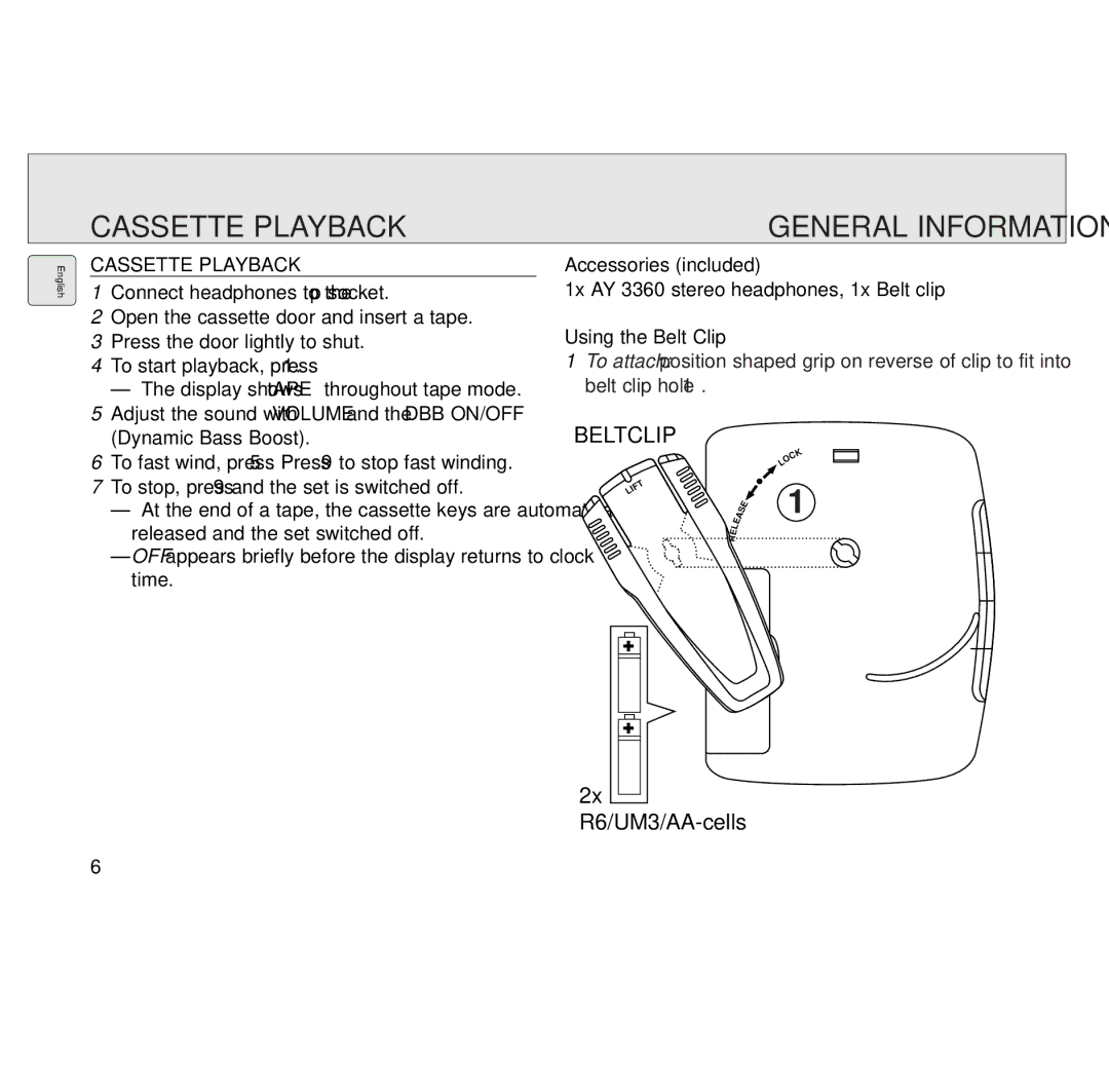 Philips AQ6691/00 manual Cassette Playback, General Information 