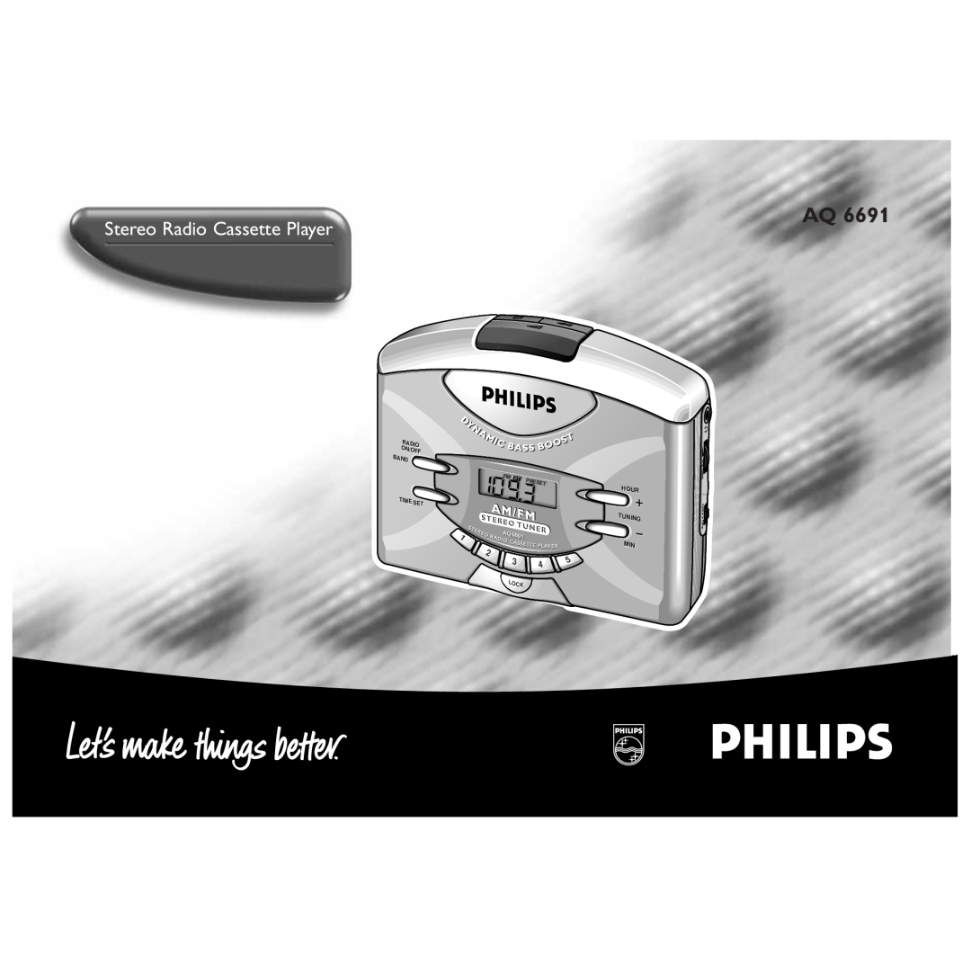 Philips AQ6691/00 manual Stereo Radio Cassette Player, Tuning, On/Off, Band, Timei, Fmfm St, Lock, Radioio, Prepresetset 