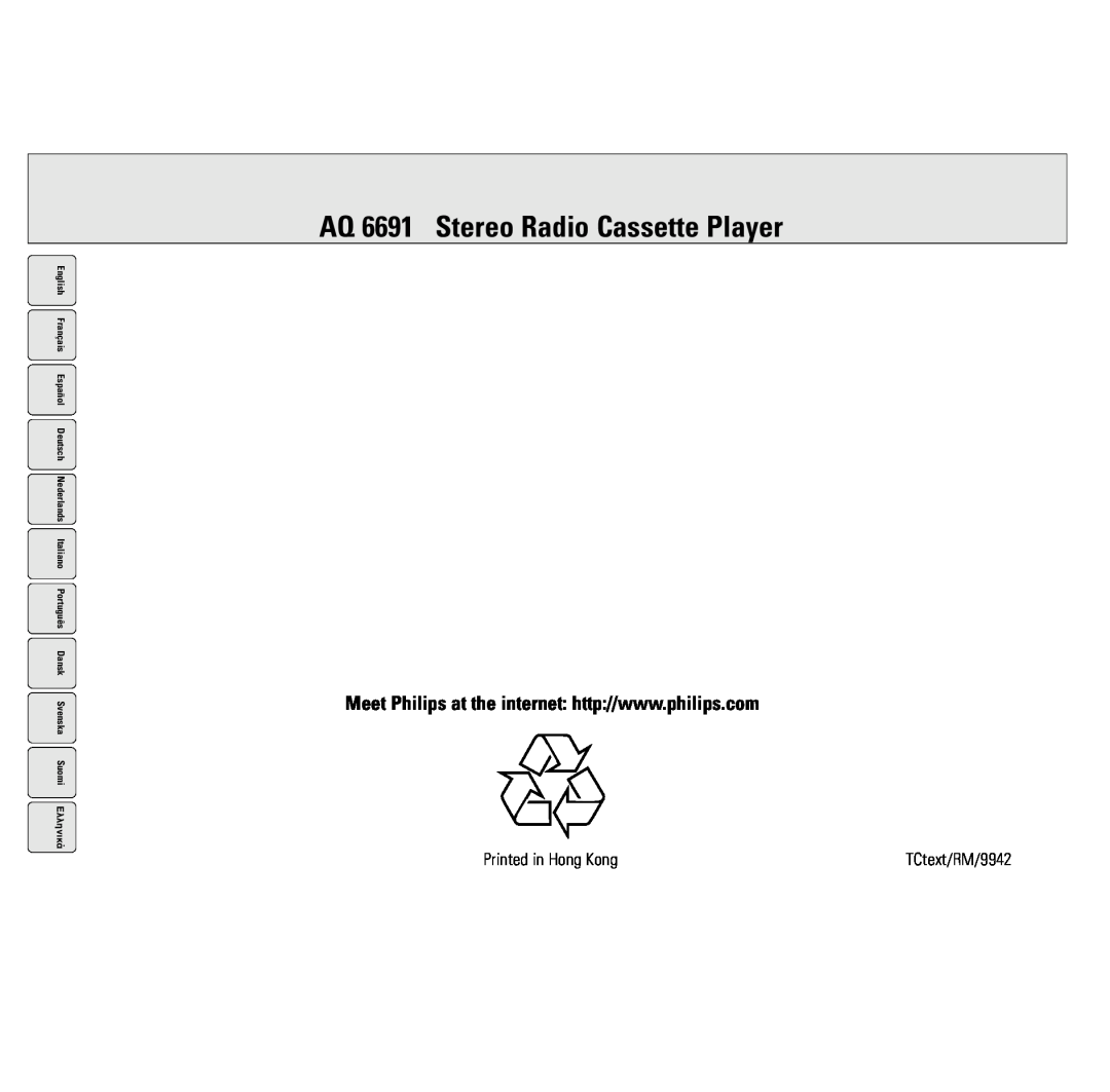 Philips AQ6691/00 manual AQ 6691 Stereo Radio Cassette Player 
