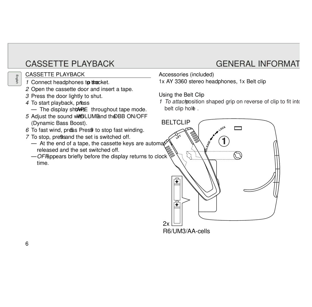 Philips AQ6691/01Z manual Cassette Playback, General Information 