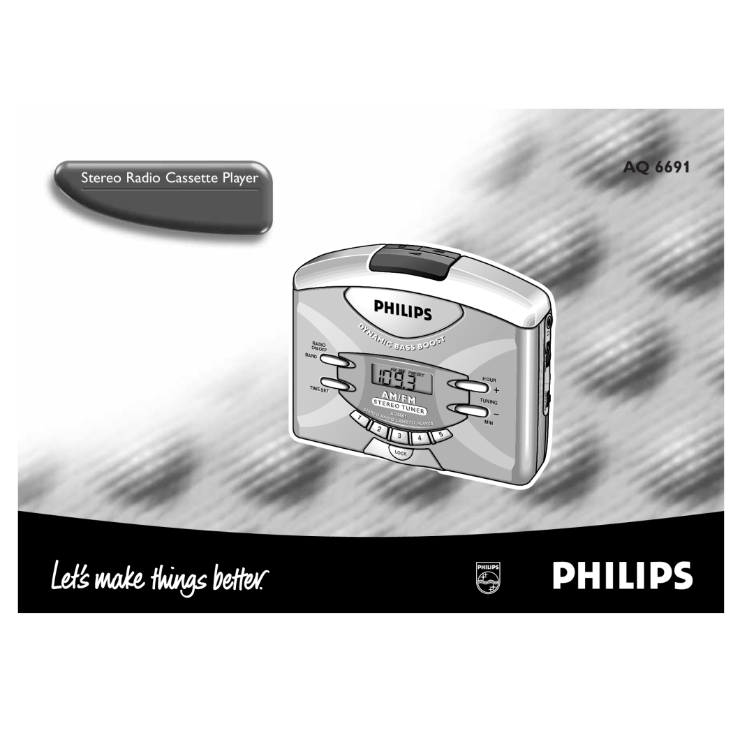 Philips AQ6691/01Z manual Stereo Radio Cassette Player, Tuning, On/Off, Band, Timei, Fmfm St, Lock, Radioio, Prepresetset 