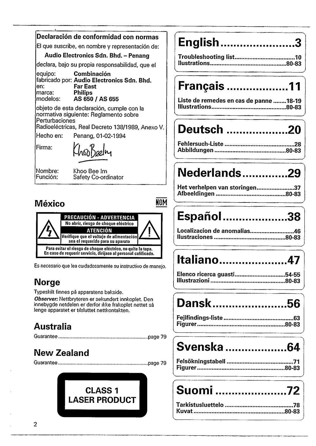 Philips AS 655, AS 650 manual 