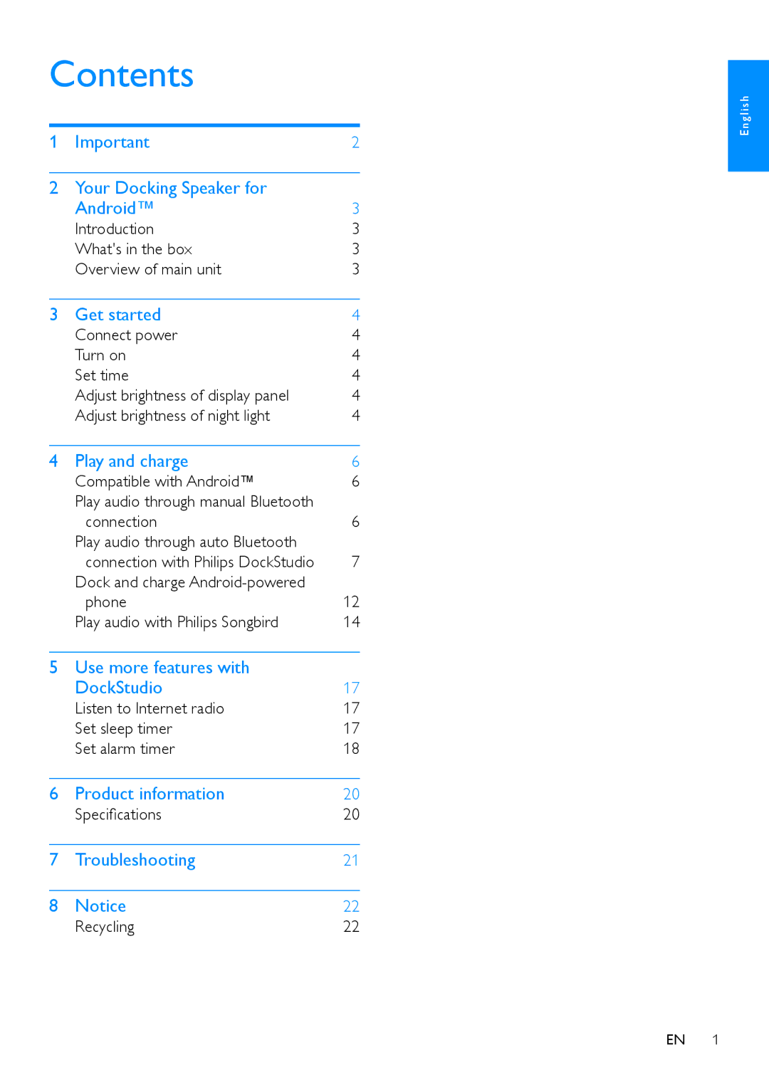 Philips AS111 user manual Contents 