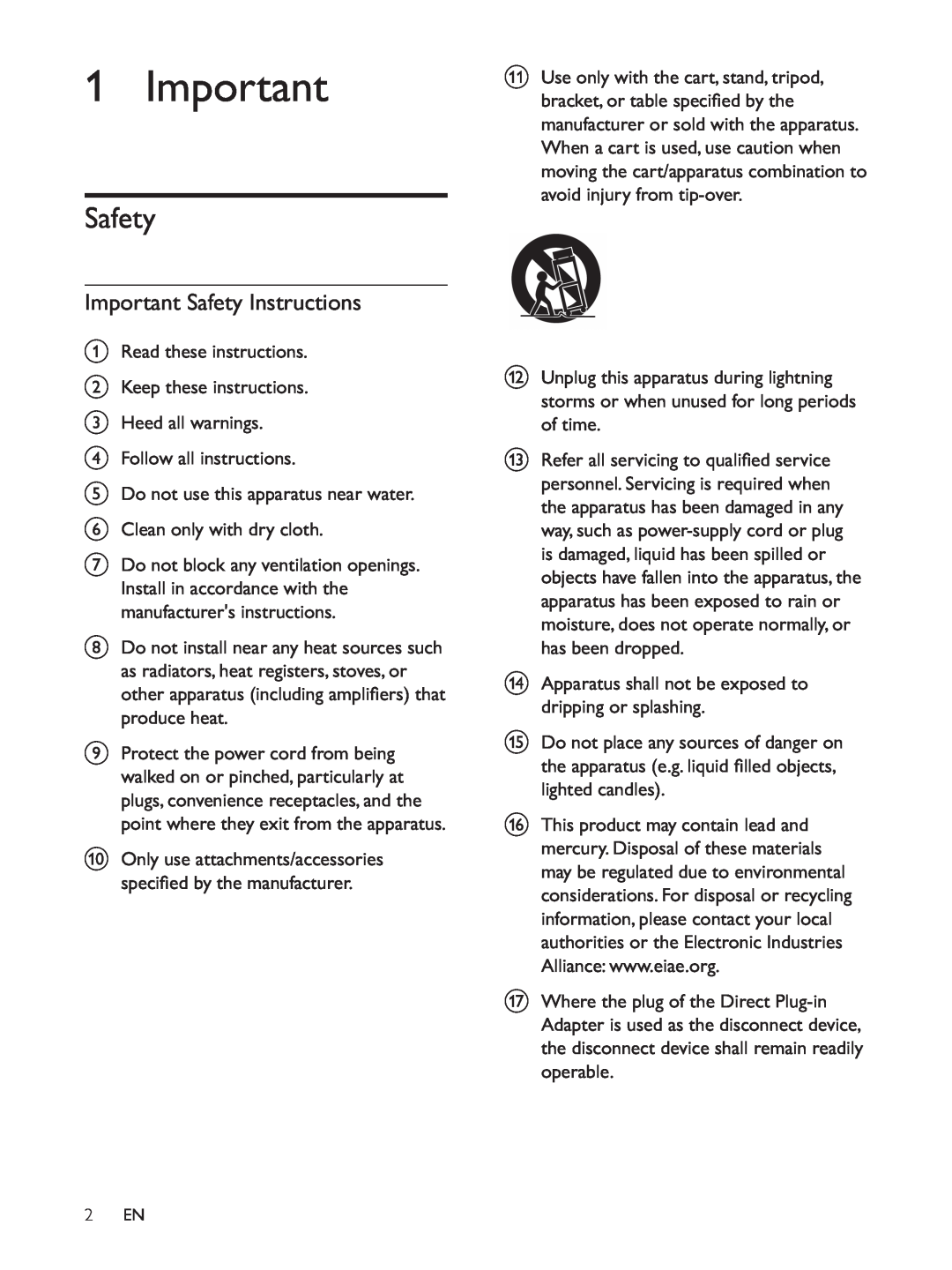 Philips AS140 user manual Important Safety Instructions 