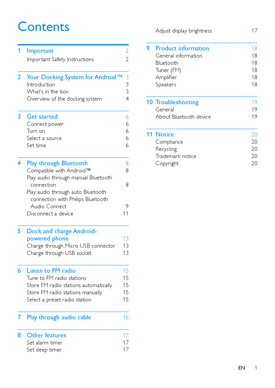 Philips AS170 user manual Contents 