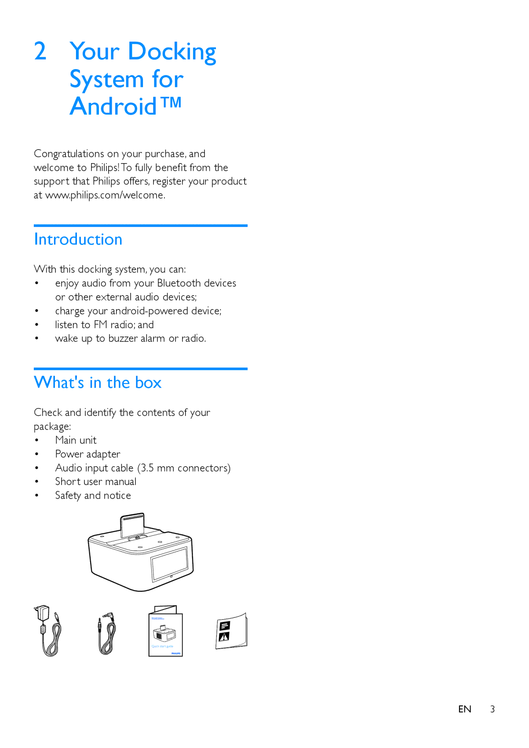 Philips AS170 user manual Introduction, Whats in the box 