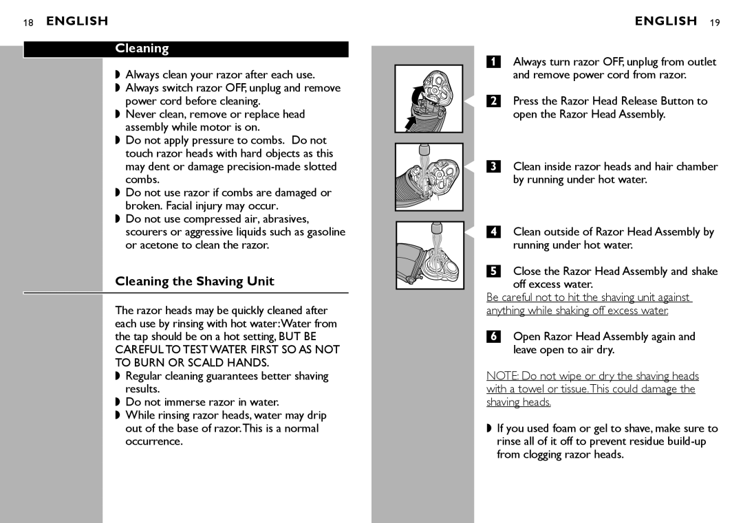 Philips AT875, AT830 manual Cleaning the Shaving Unit 