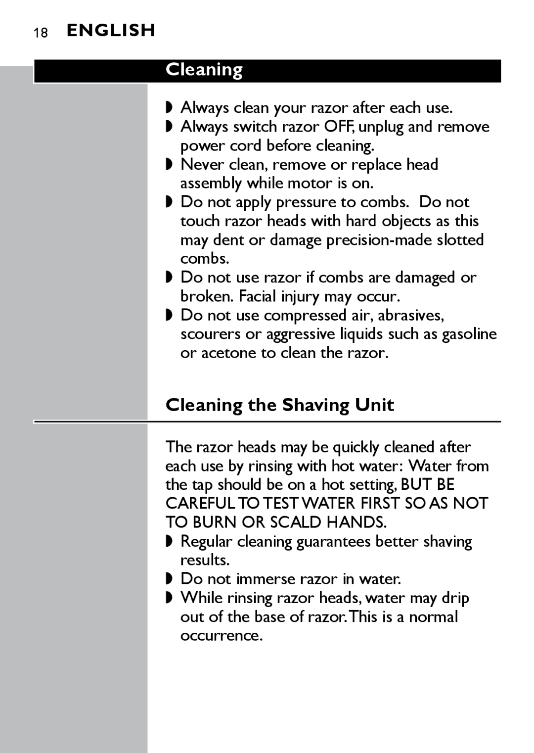 Philips AT875, AT895, AT830 manual Cleaning the Shaving Unit 