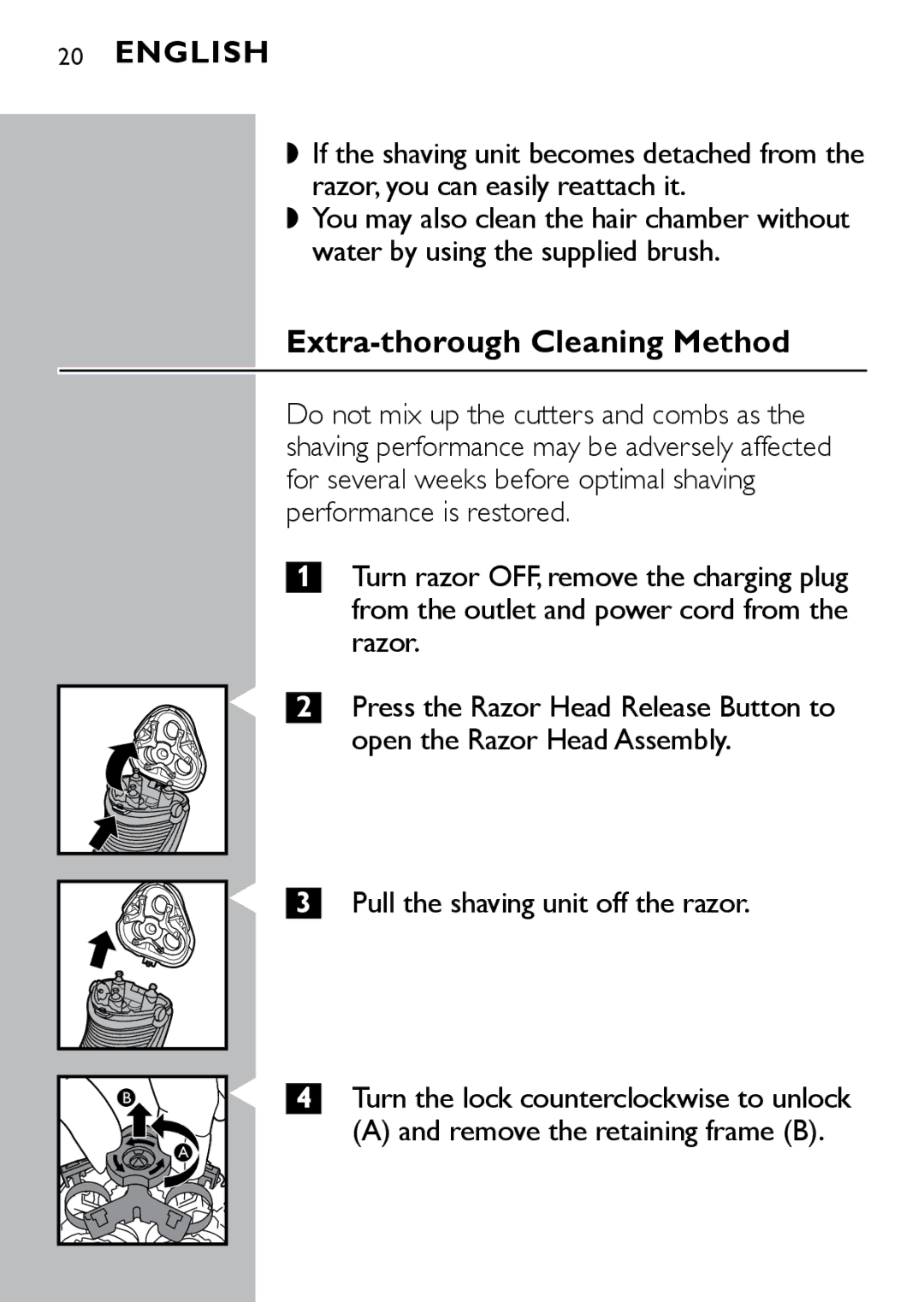 Philips AT830, AT875, AT895 manual Extra-thorough Cleaning Method 